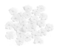 30 pièces d ' appliques de fleurs en tissu à coudre, White
