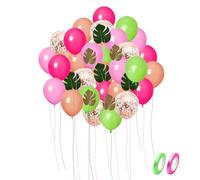 30 Pièces De Décoration De Guirlande De Ballons Tropicaux Et 8 Pièces De Feuilles De Dos De Tortue, Décoration De Fête Hawaïenne, Ballons Tropicaux En Latex, Décoration De Vacances À La Plage.