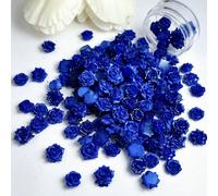 30 pièces de décorations d'ongles en fleurs bleues royales ABS mélangées au hasard, fleurs 3D réalistes et douces comme la rose française et le camélia, convenant pour la création de bijoux tels que b
