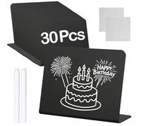 30 pièces de mini tableau à craie, étiquette de prix, petites planches à écrire 100x75 mm, support de prix en L pour les panneaux de buffet, mariage, fête, cartes de table - Mini tableau à craie noir.