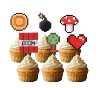 30 Pièces Décoration de Cupcakes Pixel, Décorations Gâteaux Style Gamer Articles Fête sur Thème du Jeu pour Garçons et Filles Décorations de Table pour Desserts d'Anniversaire