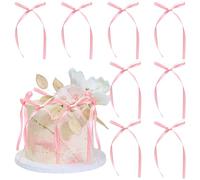 30 Pièces Décoration de Gâteau Rose Petits Nœuds en Ruban Satiné Bow Cake Decoration Élégant Non Comestible pour Mariage Anniversaire Baby Shower Baptême Fête Cupcake Gâteau et Table de Dessert