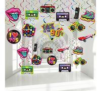 30 Pièces Décorations de Fête à Thème Années 90 Tourbillons Suspendus de Fête d'anniversaire Hip Hop des Années 90 Décor de Plafond de Fête des Années 90 pour Fête Rétro Fête Rock Hippie