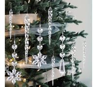 30 Pièces Décorations de Flocons de Neige en Forme de Stalactites en Cristal, Pendentifs en Acrylique en Forme de Goutte de Glace pour Décoration de Sapin de Noël, Pendentifs pour Fêtes, Décoration
