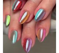 30 Pièces Dégradés D'ombres De Chats Appuyez Sur Les Ongles Avec Des Scintillants Et Plusieurs Tailles Pour Les Femmes Kit De Faux Ongles À Application Facile