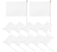 30 Pièces Drapeau Blanc en Polyester à Bâton, École et Cérémonie | Surface Unie, Blanc Résistant à Décoloration, Réutilisable Après Lavage, pour Logos, Foule et Extérieur