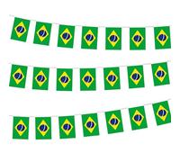 30 Pièces Drapeau Brésil 10 Mètres Fanions en Bunting Drapeaux Brésiliens | Polyester pour École Patio Piscine Camping Anniversaire Intérieur Extérieur Jardin Fête Événement Soirée Décoration