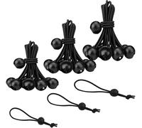 30 Pieces Elastic Bungee Cord With Ball,Professional Rubber Tensioner With Ball For Tarpaulins Tents,Tents,Banners,Flags Black (10/15/20 Cm)