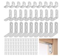 30 Pièces équerre Renforcée avec 100 Vis, 90 Degrés Equerre de Fixation, 20/40/50mm, Équerre de Fixationen Forme de L, Metalliques Equerres pour Fixation et Réparation de Meubles, Renforcer Joints