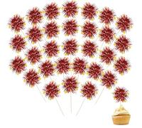 30 Pièces Feu D'artifice Cocktail Bâtons, Feux D'artifice Pour Cocktails, Firework Cupcake Toppers, Décoration Gâteau, Pour Cupcakes, Mariage, Birthday Decorations (Rouge)