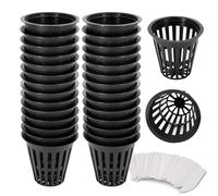 30 pièces Hydroponique Pot avec 100 Etiquette pour Plantes, Jardin Net Cup, Réutilisable Panier de Plantation, Pot Hydroponique pour L'hydroponie, L'aéroponie, Culture de Fleurs et de Légumes