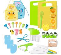 30 pièces kit Couteaux de Cuisine pour Enfants, sécurité ustensile Montessori, avec Couteau en Bois, Moule à Sandwich, Jouet Cuisine pour Enfants à partir de 2 3 4 5 6 7 8 Ans