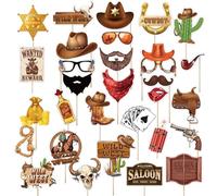 30 Pièces Kit de Décoration de Fête Hawaiienne, Accessoires Photo Thème Plage Hawaiienne Cowboy d'Été pour Fête Plage Hawaiienne, Décoration Fête Tiki, pour Fêtes, Studio Photo
