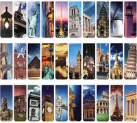 30 Pieces Magnetic Bookmarks,Famous Buildings Page Markers,Magnetic Bookmarks,Magnet Clips Bookmark (2 X 6 Cm,30 Designs)