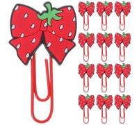 30 Pièces Marque-pages Trombone Nœud en PVC Rouge | Marque-pages Kawaii Mignons, Clips Métalliques Compacts, Décoratifs et Portables, pour Élèves et Enseignants
