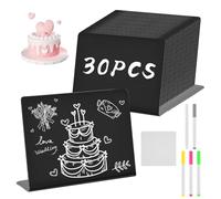 30 Pièces Mini Ardoise de Table, Mini Tableaux Noirs Avec 5 craies et un chiffon, étiquette prix Pour buffet, mariage, fête, café, Boulangerie, Petite Ardoise pour Prix -Taille L