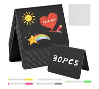 30 Pièces Mini Ardoise de Table, Mini Tableaux Noirs Avec 5 craies et un chiffon, étiquette prix Pour buffet, mariage, fête, café, Boulangerie, Petite Ardoise pour Prix