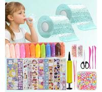 30 Pièces Nano Tape Kit,Nano Tape Bubble Kit pour 2 Ruban (5cm x 3m) + 28 Paquets De Matériel De Luxe,avec ttes Sequins Autocollants,Cadeau Anniversaire pour Enfants Filles Garçons (Vert)