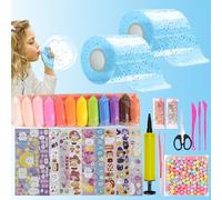 30 Pièces Nano Tape Kit,Nano Tape Bubble Kit pour 2 Ruban (5cm x 3m) + 28 Paquets De Matériel De Luxe,avec ttes Sequins Autocollants,Cadeau Anniversaire pour Enfants Filles Garçons (Bleu)