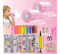 30 Pièces Nano Tape Kit,Nano Tape Bubble Kit pour 2 Ruban (5cm x 3m) + 28 Paquets De Matériel De Luxe,avec ttes Sequins Autocollants,Cadeau Anniversaire pour Enfants Filles Garçons (Rose)