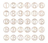 30 Pièces Ornements En Bois Pour L'artisanat Calendrier De L'avent Inachevé Lettres En Bois Numéros De 4 Pouces Tranches De Chiffres En Étiquettes Bambou Sièges Évider