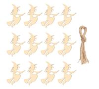 30 Pièces Pendentifs en Bois de Sorcière Cordons | Surface Double Face à Décorer, Trous Prépercés, Légers et Faciles à Suspendre, pour Fêtes, Arbres et Activités Créatives