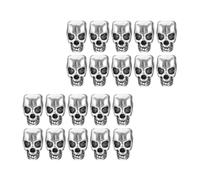 30 Pièces Perles Rétro de Crâne Halloween en Alliage Argenté | Surface Lisse, Design Vintage Délicat, Usage Collier et Boucles, Format Portable pour Créations Fantaisie