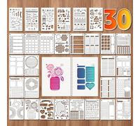 30 Pièces PET pour Bullet Journal Pochoirs pour Peinture Réutilisables et Accessoires pour Pochoir Lettre Alphabet Idéal pour le Pochoir Scrapbooking Les Loisirs Créatifs et la Planification