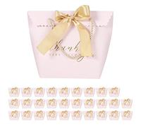 30 pièces, petite boîte à bonbons portable, boîte-cadeau de faveur pour fournitures de fête de mariage, sac à bonbons en carton décoratif avec ruban pour buffet de bonbons d'annive (Merci rose [ruban