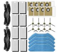 (30 pièces) Pièces de rechange pour aspirateur robot Lefant M2 Plus/ M2L Plus, 2 brosses rotatives, 8 brosses latérales, 8 filtres HEPA, 4 lingettes de nettoyage, 8 sacs à poussière, kit d'accessoires