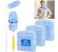 30 Pièces Plumeau Poussiere Kit, Duster Recharge de Nettoyage à 360°, Recharge Plumeau avec 2 Poignée, pour Cheveux, Poussière, Nettoyage de Toiture Saleté