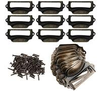 30 Pièces Porte Étiquettes en Métal, Poignée de Tiroir Vintage, Porte Etiquette Antique, Porte Poignée Cadre Métal, avec 60 Vis, pour Armoires, Classeurs, Tiroirs de Bureau