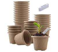 30 Pièces Pots De Culture Biodégradables, Pots De Semis, Plantes Fibre Pot De Tourbe, Comprend 30 Étiquettes En Plastique Pour La Multiplication Des Plantes, Les Fleurs, Les Fruits Et Les Légumes