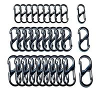 30 Pièces S Forme Mousqueton, 48/40/32 mm Petit Porte-clés à Double Ressort, Clip à Ressort en Métal pour à Domicile, Randonnée, Activités de Plein Air, Pêche (Noir)
