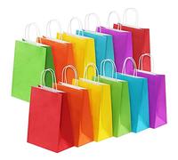 30 Pièces Sac Cadeau Sacs en Papier 21 x 15 x 8cm Colorés Pochettes Cadeau Sac Kraft avec Poignée pour Festivals Fêtes Célébrations
