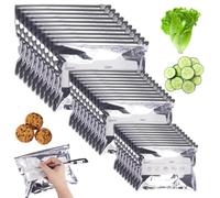 30 Pièces Sac Congélation ZIP Réutilisables, Sachet de Congelation avec Étiquette Préimprimées, Aluminium Freezer Bags Refermables, 3 Tailles (S-M-L) Alimentaire Ziplock Bag pour Viande Fruits Légumes