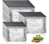 30 Pièces Sac De Conservation Alimentaire Reutilisable En Aluminium Avec Fermeture Éclair, Sac Congelation Zip, Poche Alimentaire Debout, Sachet Nourriture Légume, Fruit, Fruits De Mer, Viande