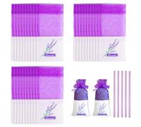 30 Pièces Sachet Lavande Vide, Sachet Tissu pour Parfumés Armoire Sac Vide de Lavande Séchée avec Cordon de Serrage Anti-Insectes pour Armoires Placard Linge Voiture (14 x 7cm, Violet)