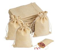 30 Pièces Sachets en Jute Gift Bags, 10x15cm Sacs Cadeau avec Cordon, Pochon Bijoux, Petits Sacs en Toile de Jute, Pochettes Sachets, Pochon Tissu pour Bijoux Cadeau Mariage Baptême Anniversaire Noël