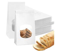 30 Pièces Sachets en Papier Kraft Blanc Avec Fenetre, Sachets de Boulangerie, 17x9x6cm Résistant à l'Huile Sachet Alimentaire, pour Biscuits, Bonbons, Pain Pâtisserie, Sacs Cadeau pour Mariage