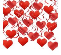 30 Pièces Serpentins de Tourbillons en Forme de Coeur Rouge à Suspendre - Décorations et Guirlandes de Spirales pour Banderoles