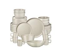 30 pièces service de table en grès pour 6 personnes taupe