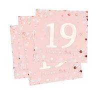 30 Pièces Serviettes Anniversaire 19 Ans, Serviettes Rosa Gold Decoration Anniversaire, Serviettes Cocktail en Papier 19 happy birthday pour Fête Anniversaire Vacances Célébration, 3 Plis 33x33cm