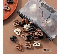 30 pièces/set Petits clips pour cheveux carrés et en forme de cœur, noirs et marrons, pour femmes. Élastiques à cheveux, attaches pour queue de cheval, élastiques à cheveux, chouchous, cordes élastiqu