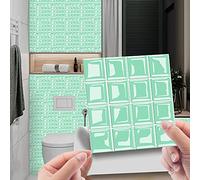30 Pièces Stickers Muraux Autocollants pour Carrelage en Céramique et Marbre, Salle de Bains et Cuisine Sticker, Hiser 3D Mosaïque Imperméables Auto-adhésifs Décoration (Vert Clair,15x15cm)