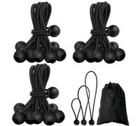 30 pièces Tendeur Elastique (10/15/20 cm), Tendeur en Caoutchouc avec Boule pour Fixer des Planches, des toitures, des tentes de Camping, des Fils de retenue de Charge, des tuyaux et Plus, Noirs