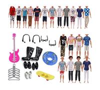 30 pièces vêtements et Accessoires pour poupée garçon, vêtements Anneau de Natation Guitare Skateboard Lunettes écouteurs pour poupée garçon 12 Pouces