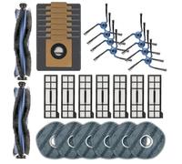 (30 pièces) X10 Pro Omni Pièces de rechange pour Eufy X10 Pro Omni aspirateur robot, 2 brosses rotatives, 8 brosses latérales, 7 sacs à poussière, 7 filtres HEPA, 6 serpillères, kit d'accessoires