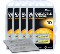 30 piles auditives Duracell Activair 10 jaunes (blister de 5 x 6) chiffon de ...