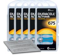 30 piles auditives Duracell Activair 675 bleues (5 x 6 pages) Chiffon de nett...